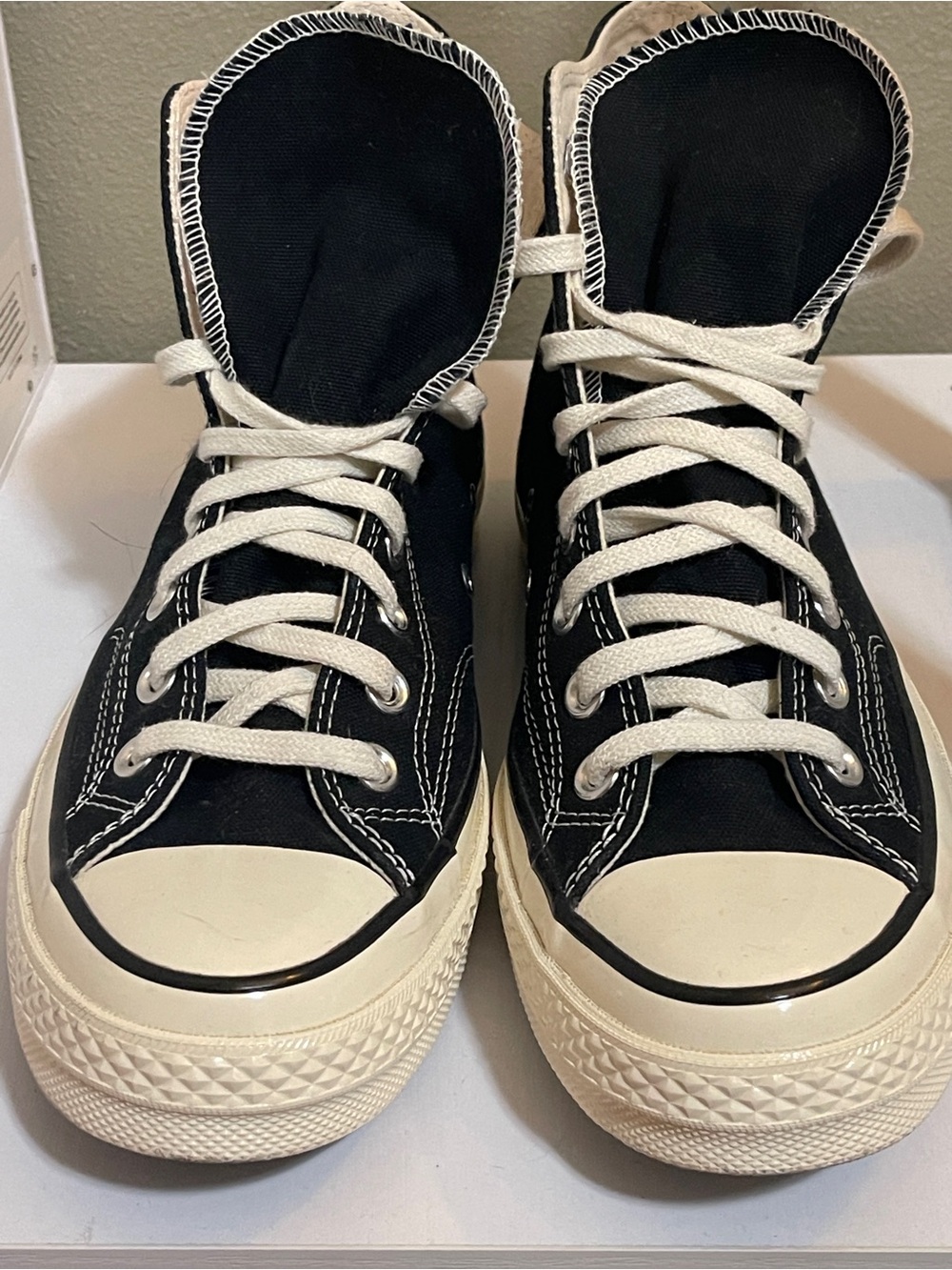Converse Black High-Top Sneakers with Cream Accents